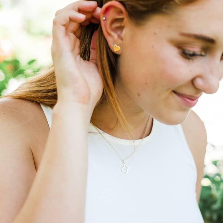 Lucky Feather - Wholesale Pendant/Charm Necklace - State Necklace - Gold - TEXAS3