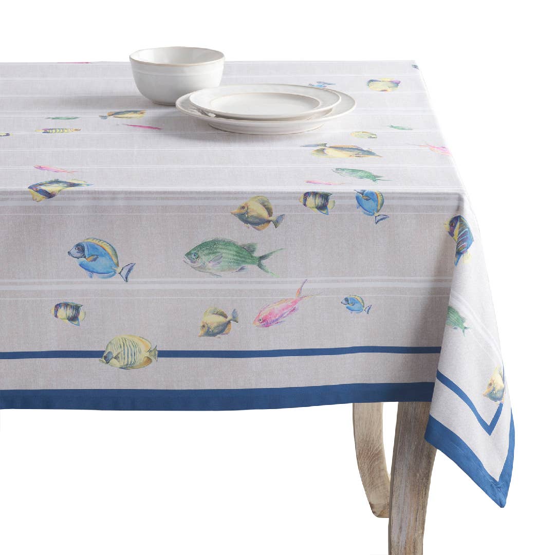 Maison d'Hermine - Design in Every Thread - Wholesale Tablecloth - Tablecloths 100% Cotton - 3 Shapes - Poisson0