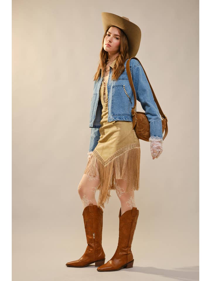 MED WASH 23687J Stud Trimmed Cropped Denim Jacket for wholesale on Faire5