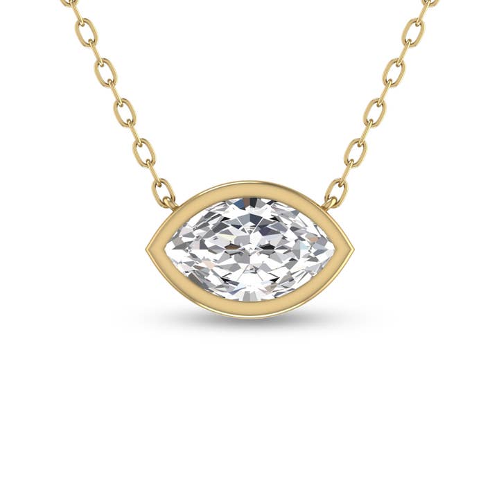 Lab Grown 1/4 Ct Marquise Bezel Diamond Pendant 14K YG for wholesale by Szul USA LLC