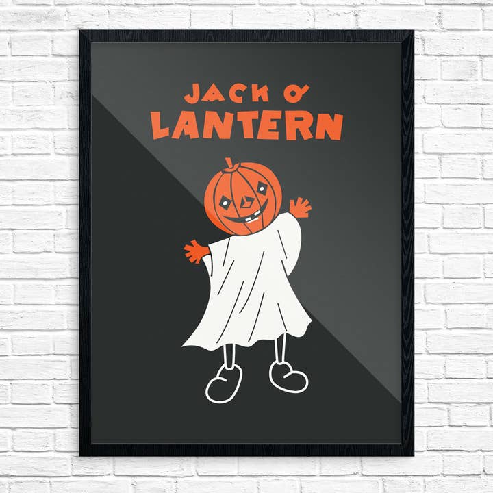 8" x 10 Halloween Jack O Lantern Ghost Boy Print for wholesale by Fridgedoor