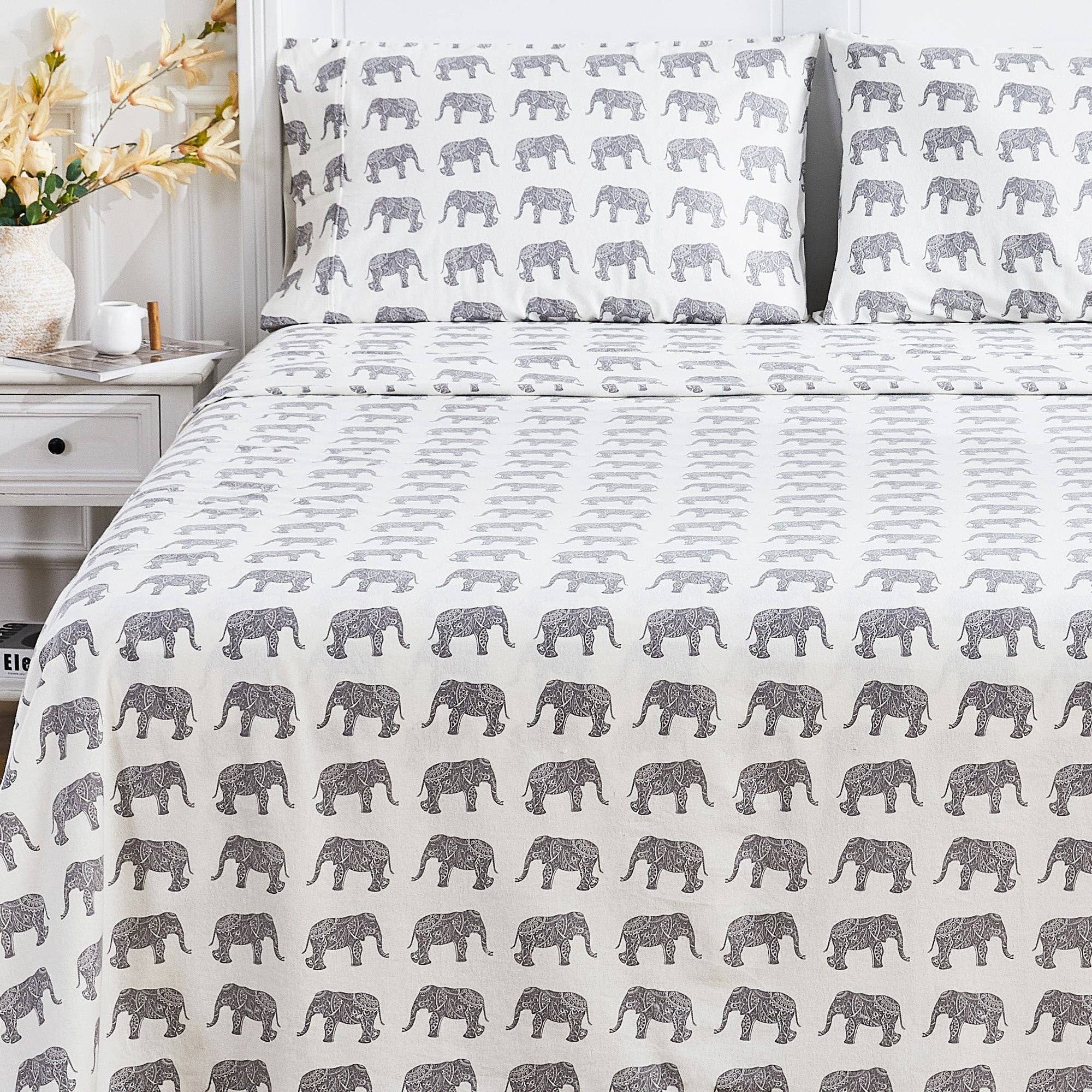 Mélange Home - Wholesale Sheet Set - Elephants Flannel Sheet Set2