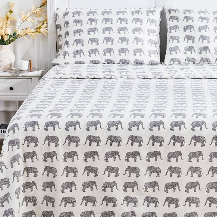 Mélange Home - Wholesale Sheet Set - Elephants Flannel Sheet Set2