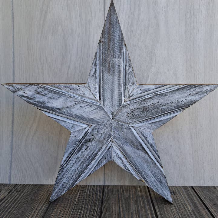Rustic Brook Farm – wholesale Dimensionell/3D-väggkonst – Rustik trästjärna med väderbiten vit finish