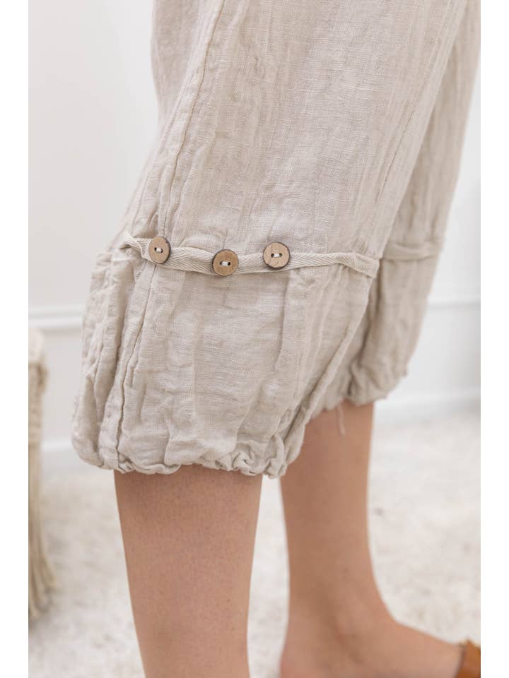 Happy look - Wholesale Shorts - Women's - Linen cropped pants with 4 pockets12