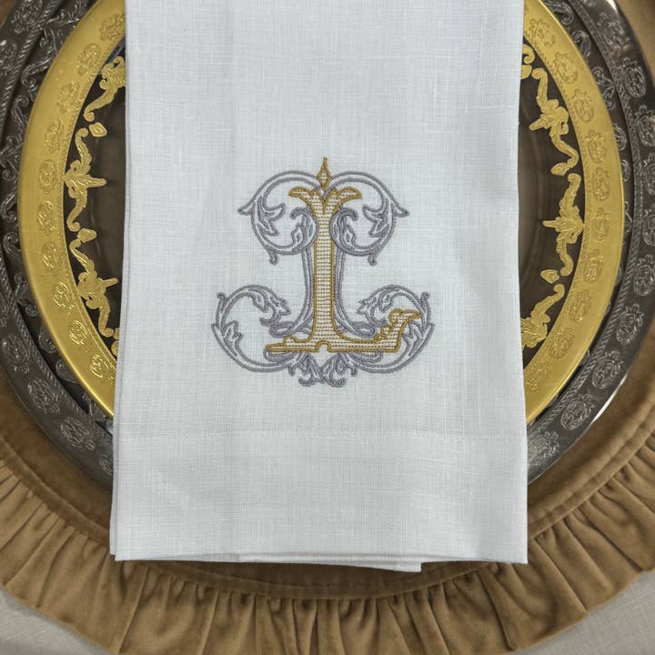 Arte Italica & Crown Linen Designs - Wholesale Tea Towel - Vintage Vine Monogram Linen Towel10