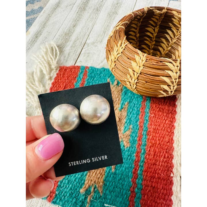 Nizhonitradersllc - Wholesale Stud/post earrings - Navajo 8mm Sterling Silver Ball Stud Earrings4