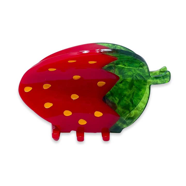 Pinza para cabello mediana en forma de fresa roja para venta al por mayor de Jenny Lemons