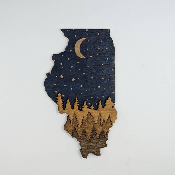 Illinois Wood Magnet Art 5" for wholesale by Knit and Nailed