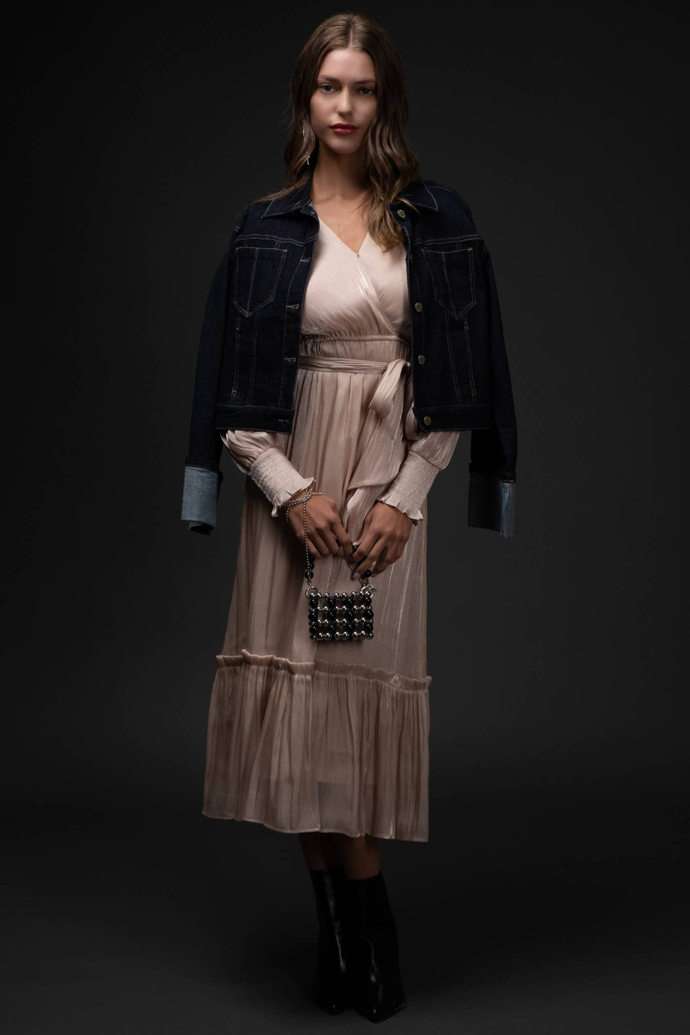 Blu Pepper - Venta al por mayor Vestido - Mujer - VESTIDO MIDI LARGO DE MANGA ALFIL CON CINTURÓN CRUZADO7