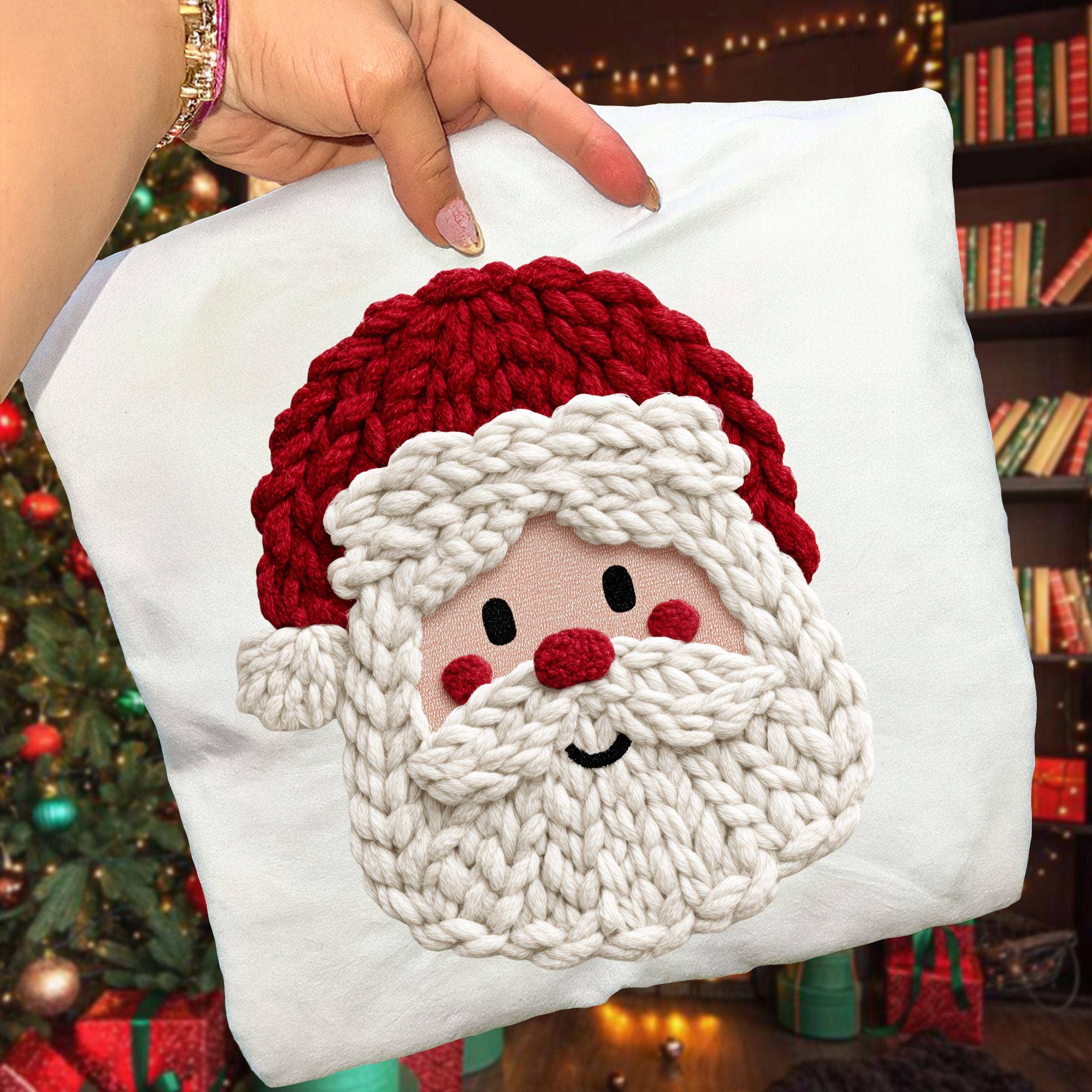 NVC Ecommerce LLC - Wholesale T-Shirt (Graphic) - Women's - Faux Yarn Crochet Christmas Santa Shirt,Xmas Holiday Sweater2