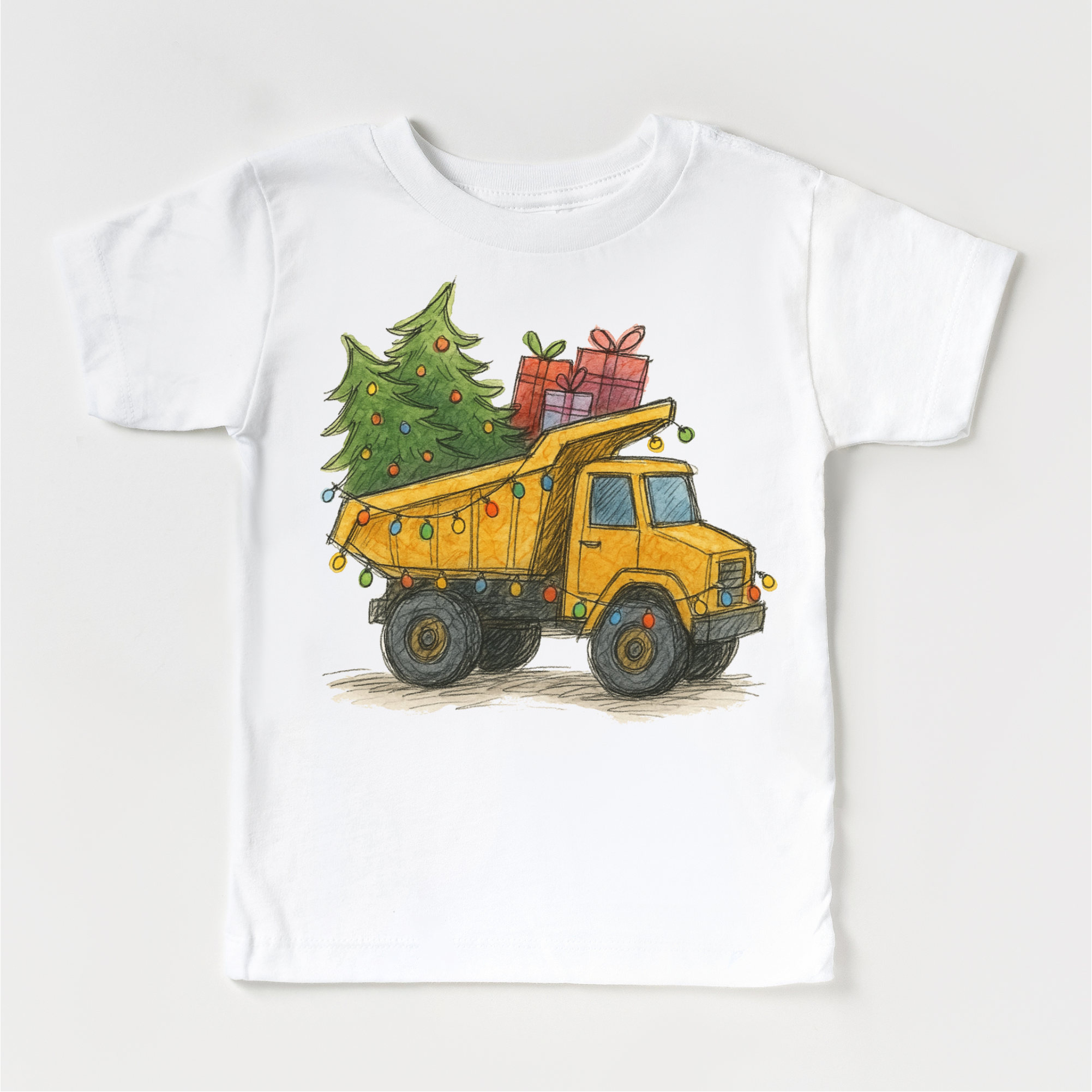Madi Moosh - Wholesale Screen Printed T-Shirt - Kids - Dump Truck Construction Christmas T-Shirt - Kids Christmas Tee1