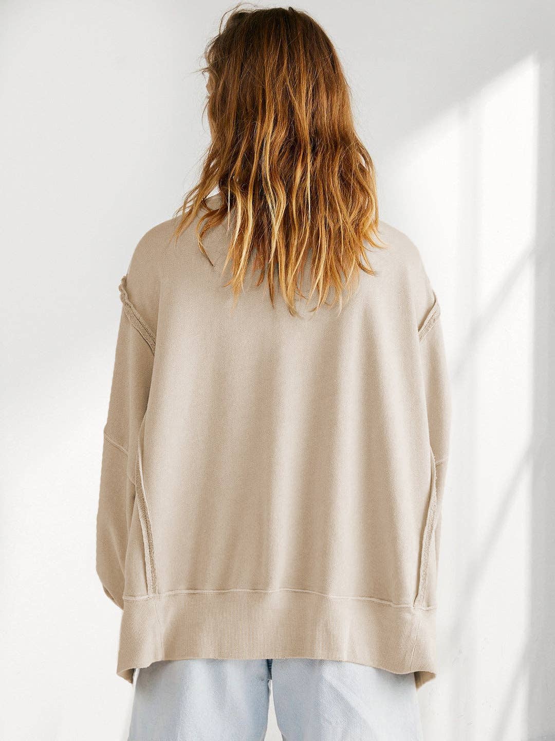 Dipped Shop – wholesale Sweatshirt – Women's – Oversize Solid Color Crew Neck Sweatshirt DP25E5756