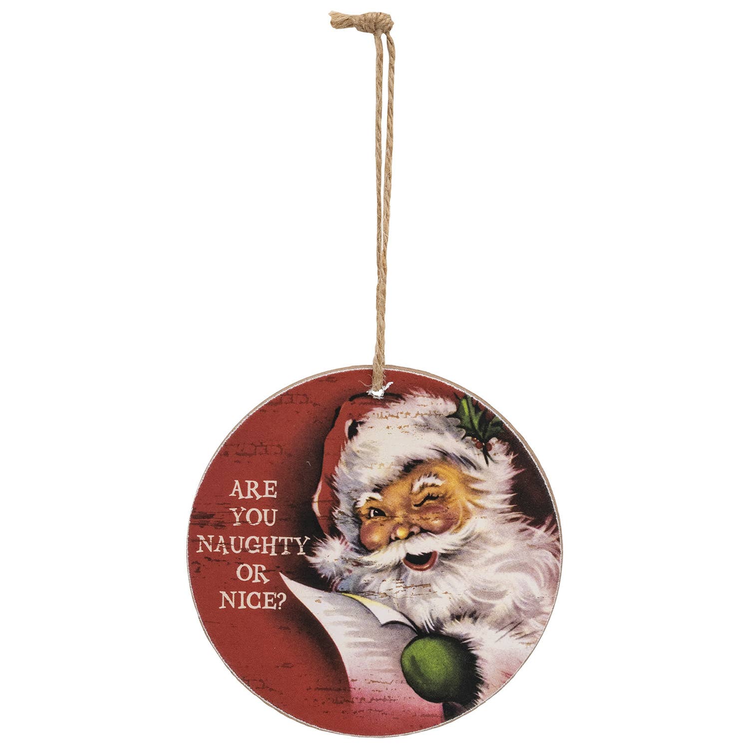 The Hearthside Collection - Wholesale Ornament - Vintage Santa Cheer Round Ornament - 3 Asstd.3