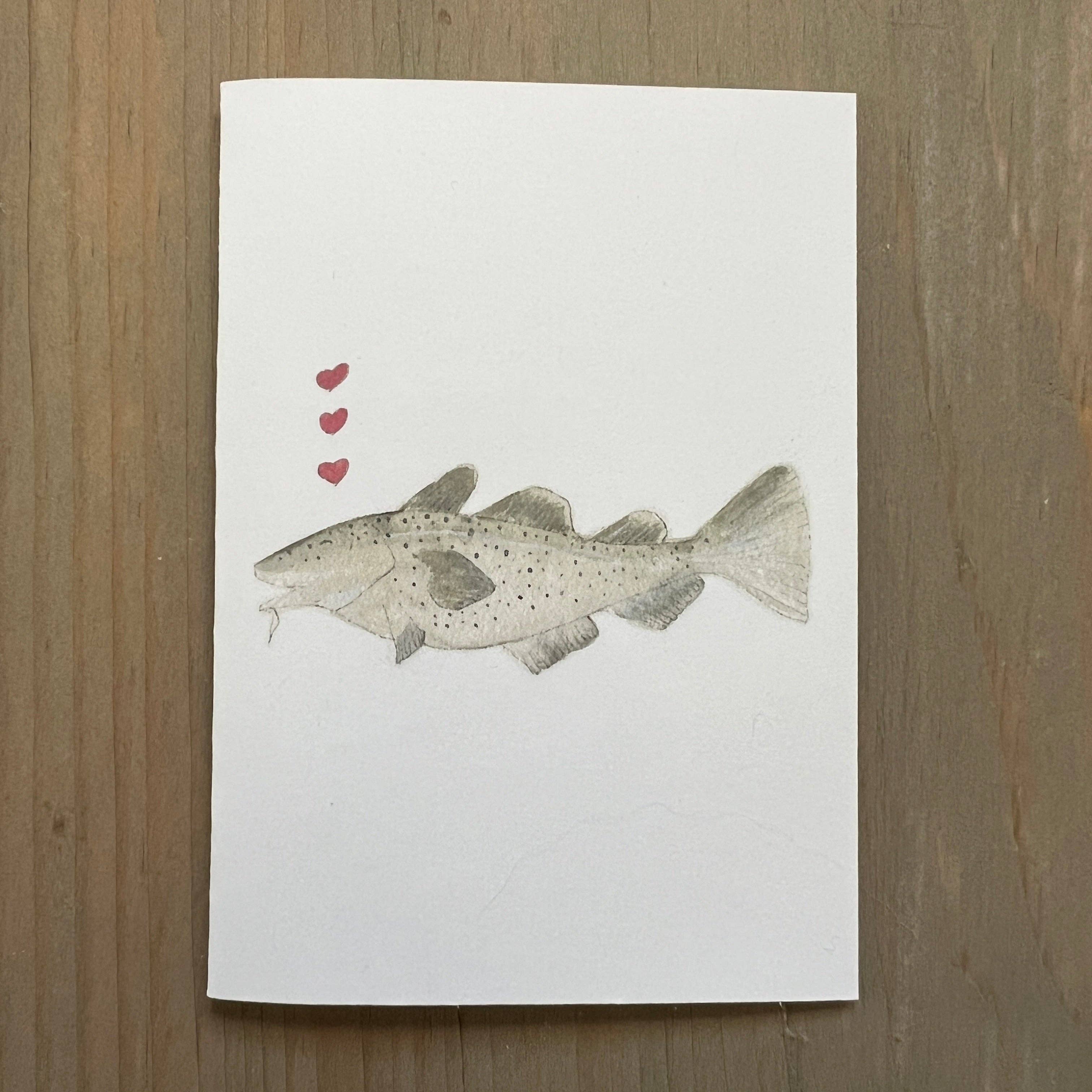 Zucchini Fish - Vente Cartes de déclaration d'amour - Carte d'accompagnement d'amour de morue2
