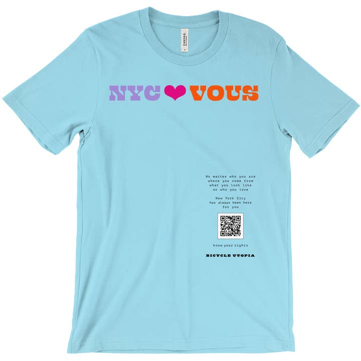 NYC ❤️ You T-shirt Gráfico | Aliado dos Direitos dos Imigrantes - Francês por atacado de Bicycle Utopia