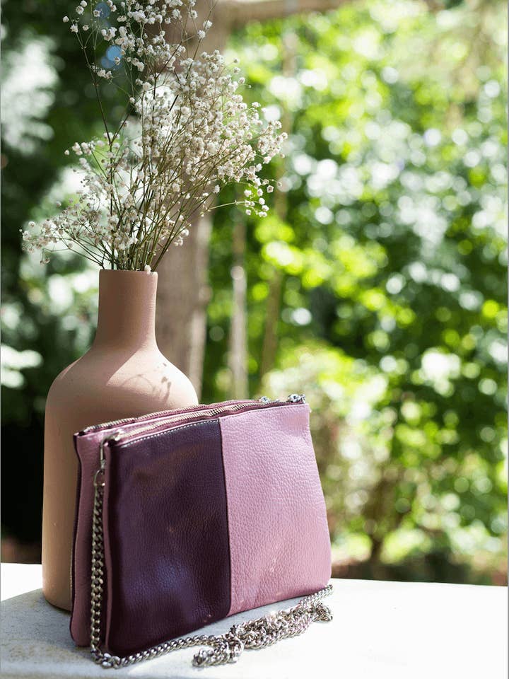 Bolsa dupla em pele Pesco Pêche et Bordeaux por atacado de Marli