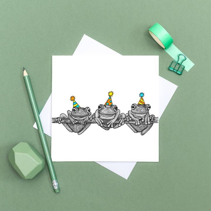 Wild Lines - Wholesale Birthday card - Frog Cards // Tree Frog Birthday Card // Wildlife Art Cards4