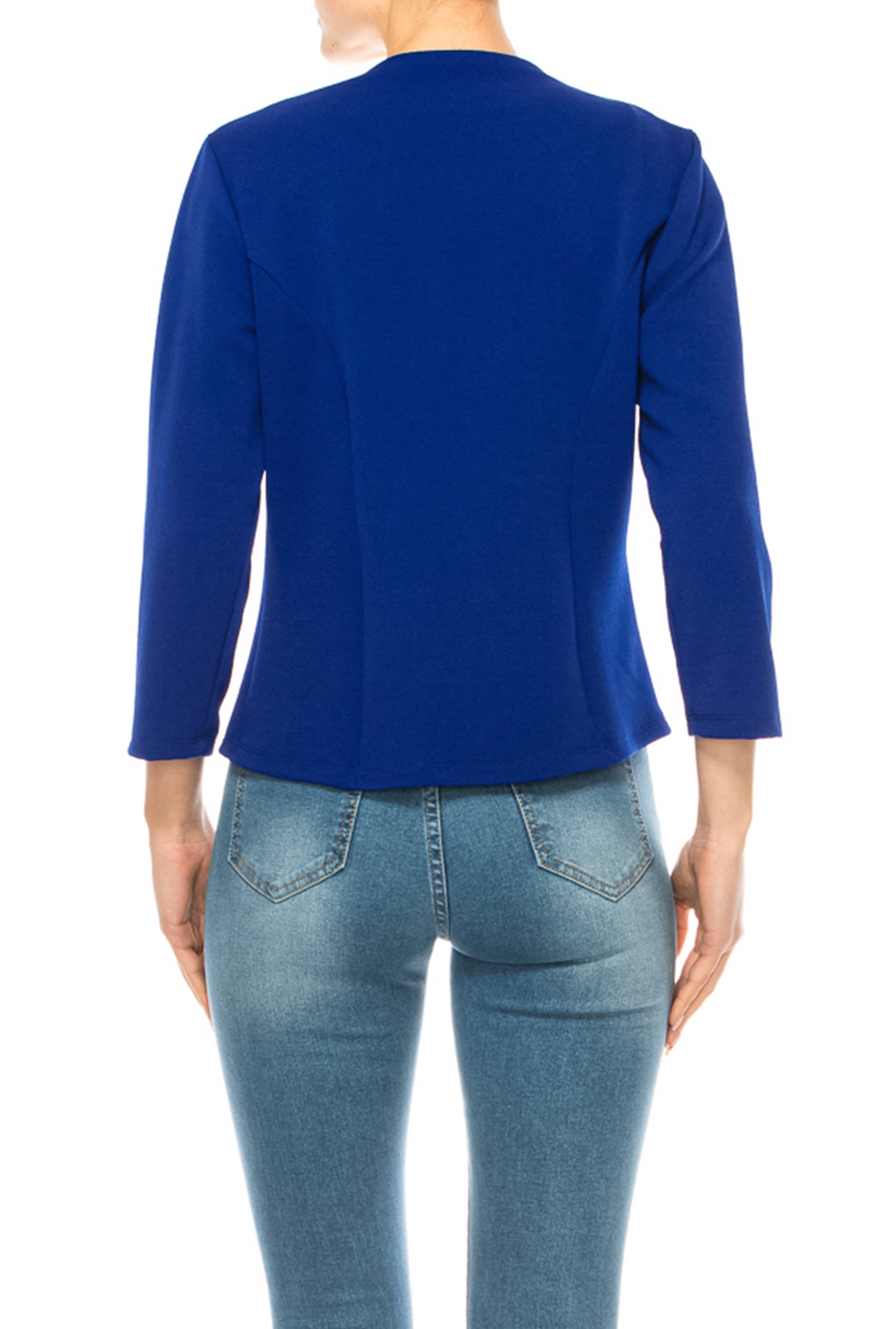 MOA COLLECTION - Wholesale Blazer - Women's - Women's Collarless Blazer 3/4 Sleeves Cardigan22