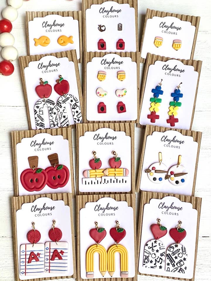 Teacher Earrings | Back to School Earrings for wholesale by Clayhouse Colours