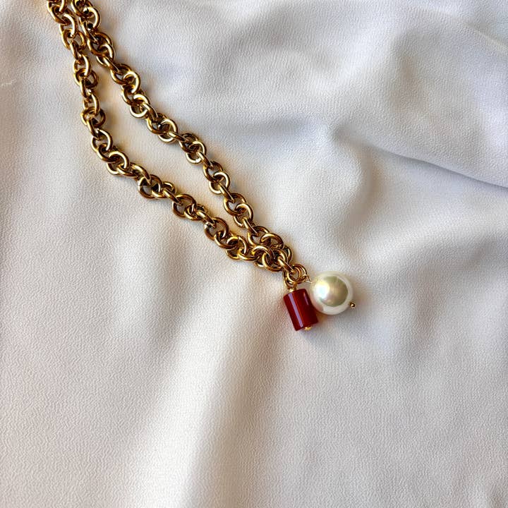 OE! - Venta al por mayor Collares con colgantes/abalorios - Ruby Radiance - Collar con cadena