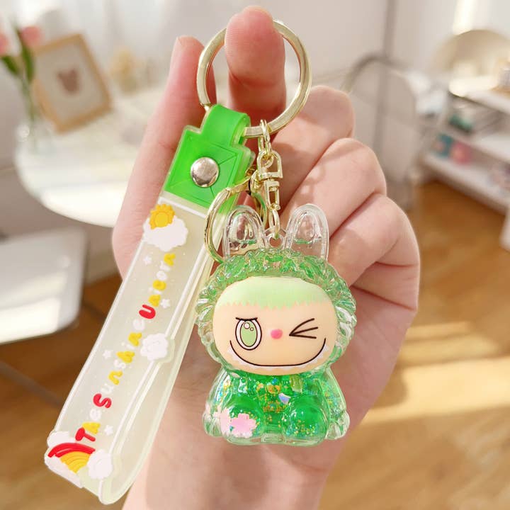 MKS America - Wholesale Keychain - Women's - Cute 3D Rabbit Keychain with Glitter and Wristlet Bag Charm3