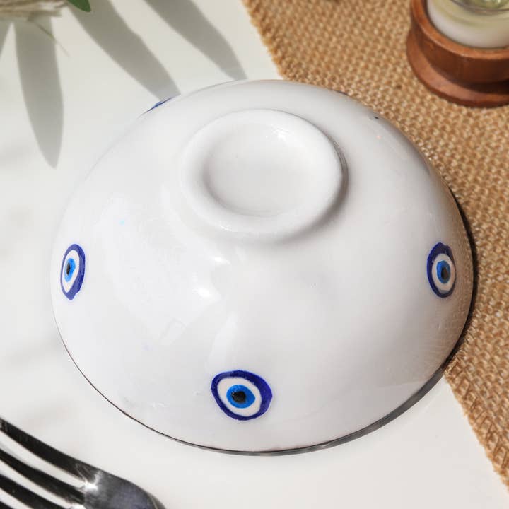 Natures Artifacts Inc - Wholesale Decorative Plate/Dish/Bowl - Turkish Hand Painted Evil Eye Ceramic Small Bowl