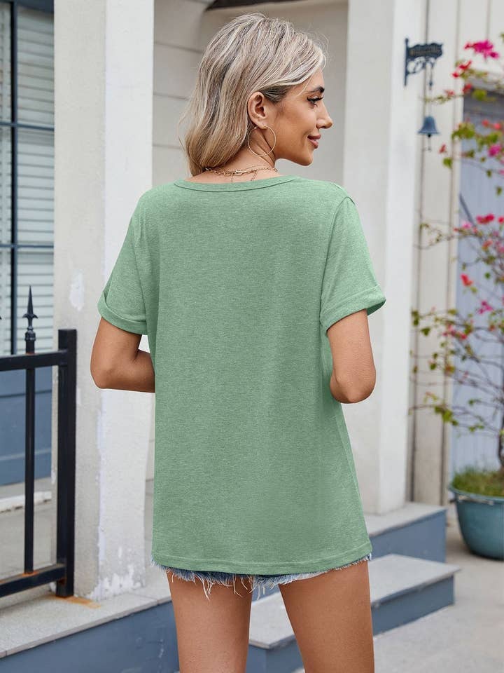 Lovesoft - Wholesale T-Shirt - Women's - V-Neck Loose Short Sleeve T-Shirt8