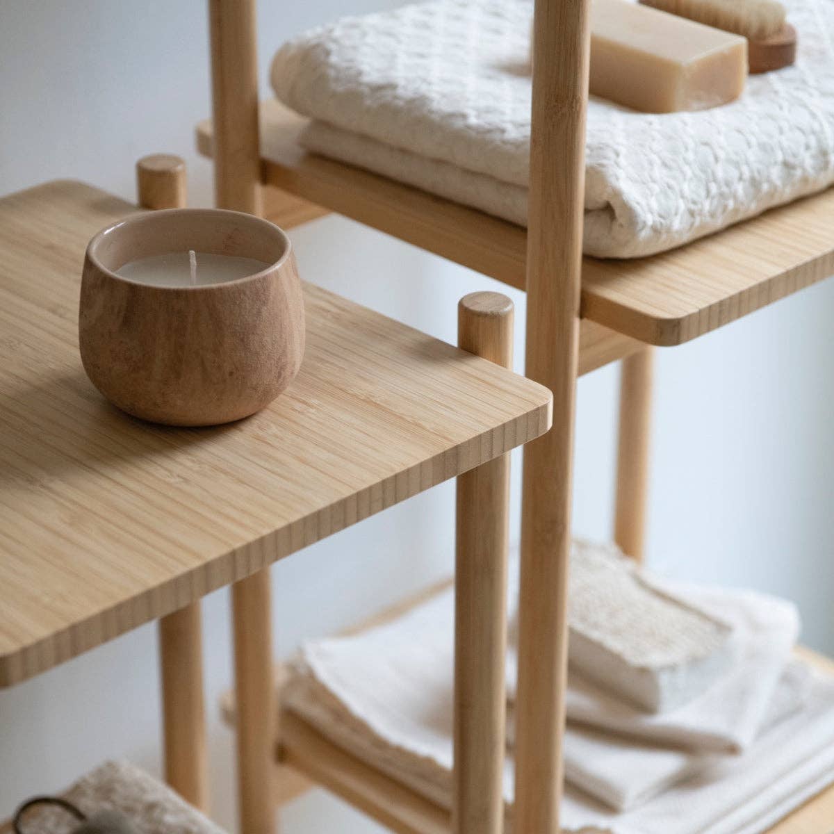 Andrea House - Wholesale Free Standing Shelf - Bamboo bathroom shelf with 3 tiers4