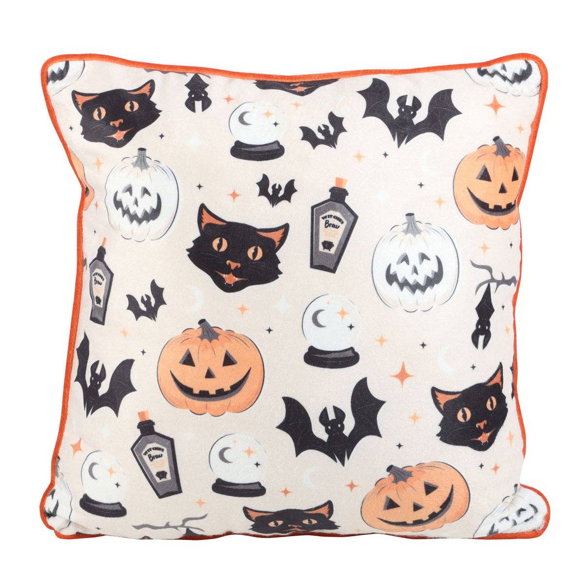Something Different Wholesale - Wholesale Throw/Decorative Pillow - 35cm Square Spooky Cat and Pumpkin Halloween Print Cushion1