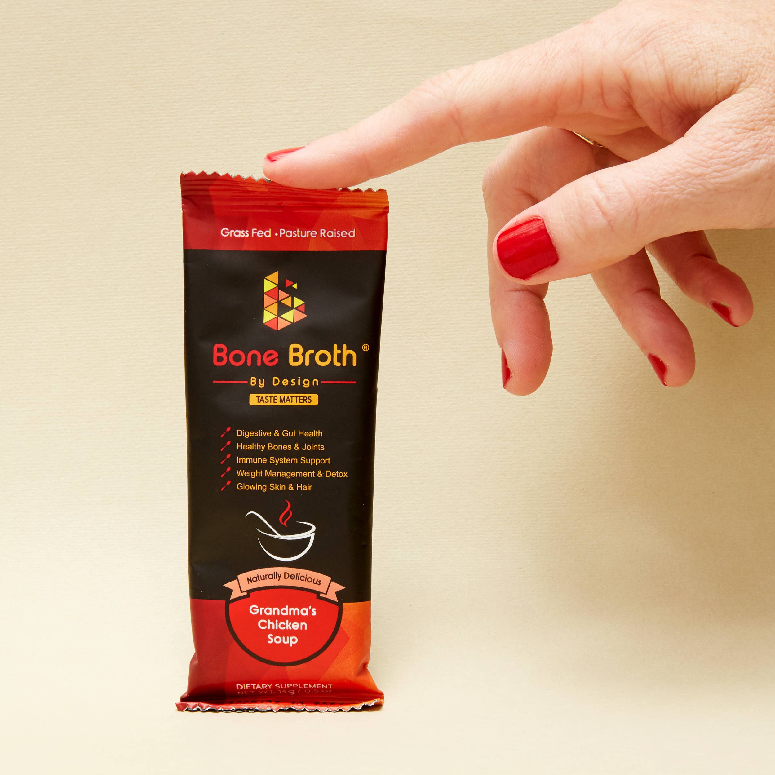 BROTH BY DESIGN - Wholesale Powdered Health Drink - Bone Broth Grass Fed Grandma Chicken Natural Flavor Box10