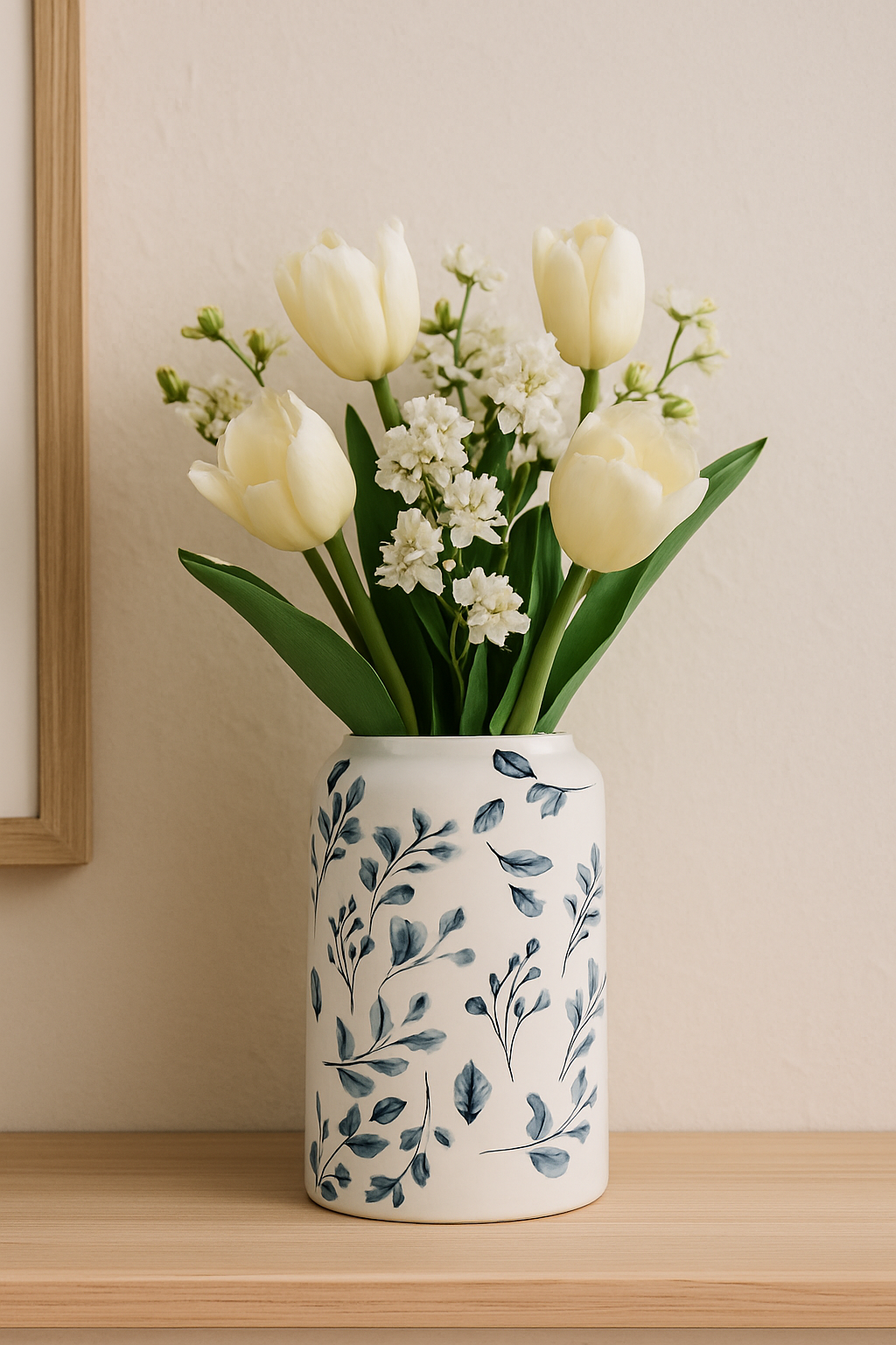 Napco - Wholesale Plant Pot - Blue White Botanical Vase #22693 1