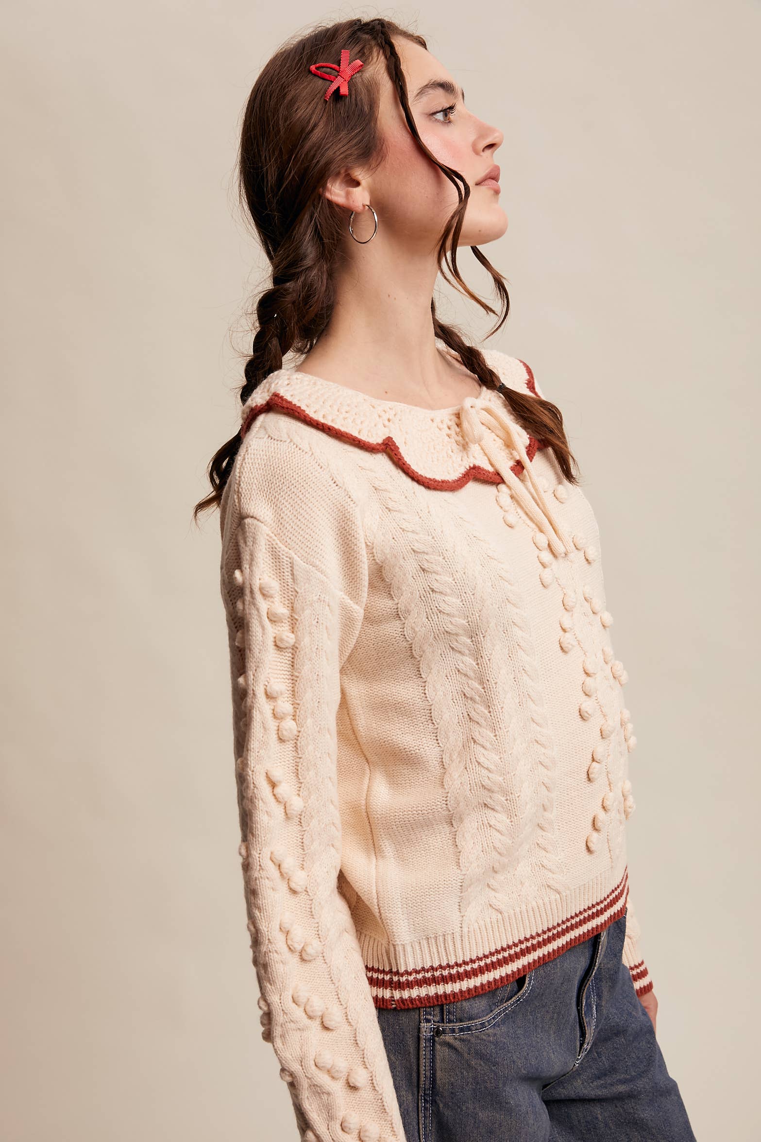 Listicle - Wholesale Knit Sweater - Women's - Pom Pom Cable Knit Sweater23