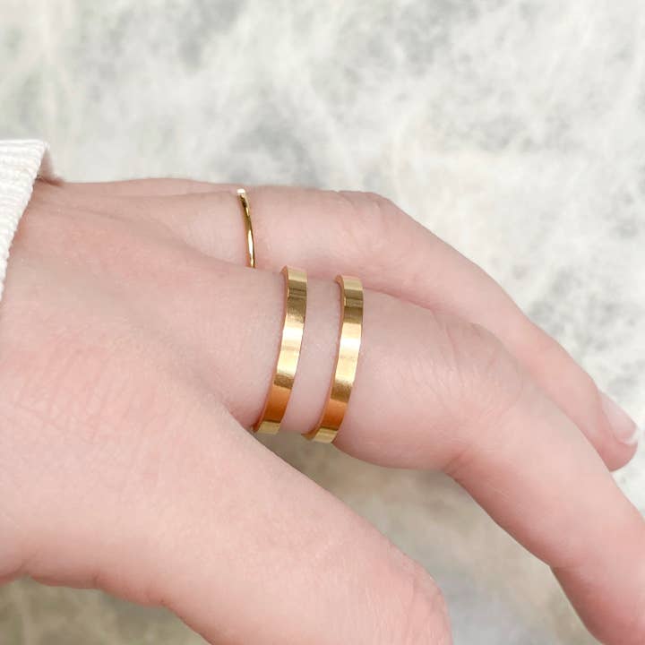Blueyejewelry – Engroshandel Båndring – Guldbelagt Ring - Anløbningsfri Åben Dobbeltbåndsring