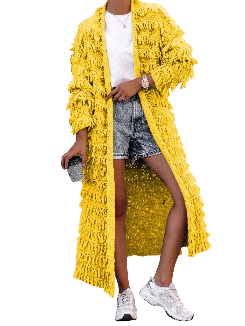 MB Fashion Wholesale - Wholesale Cardigan - Women's - MB FASHION  Long Fringe Textured Open-Front Cardigan 1282LY6