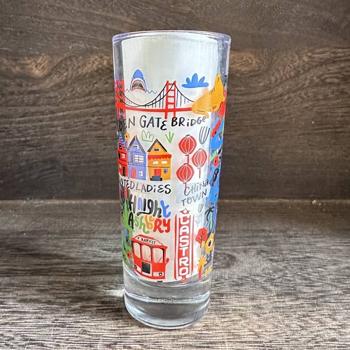 Local Notion - Wholesale Shot Glass - Shooter Shot Glass Cartoon Map San Francisco