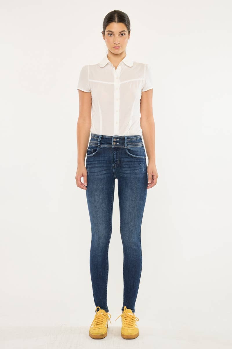 SCURO JEANS SKINNY A DOPPIO BOTTONE CON PATTA APERTA-KC9254D in vendita all'ingrosso su Faire5