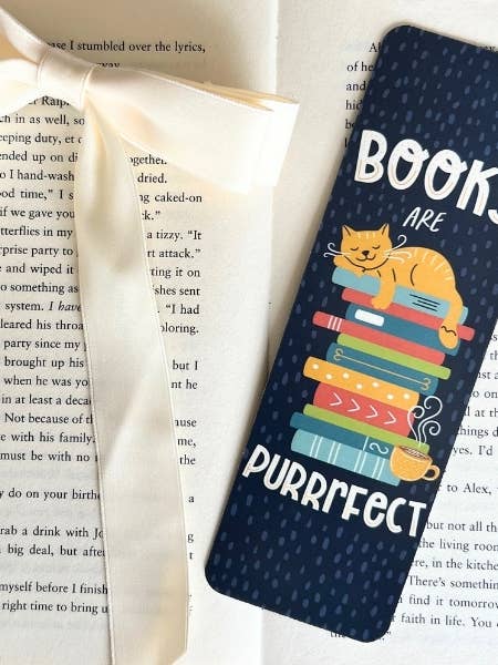 Cardstock Bookmark - Books are Purrfect (2.3" x 7") for wholesale by AK Stationery Boutique