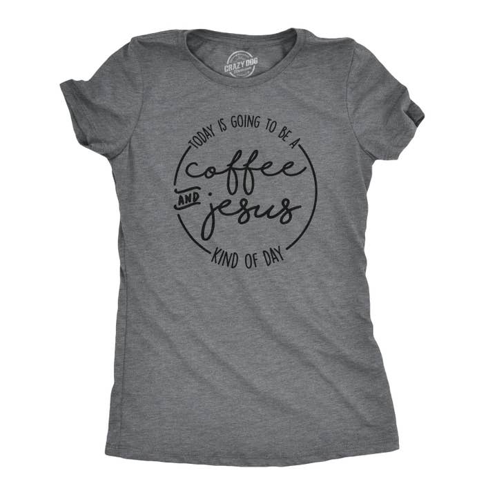 Coffee And Jesus Women's Tshirt Easter Graphic Tee Western for wholesale by Crazy Dog T-Shirts