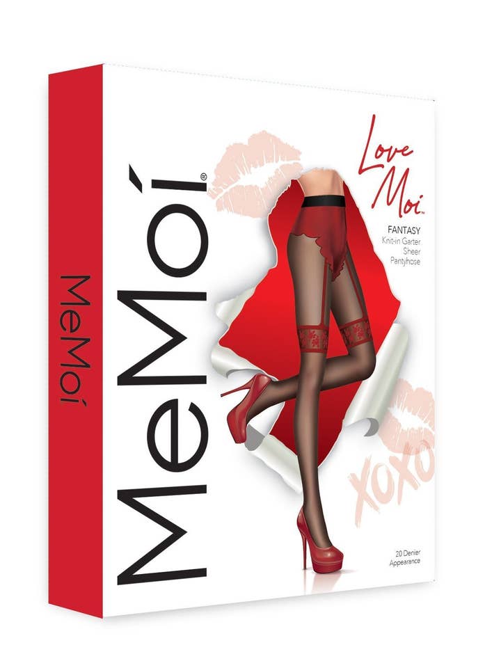 Black Red LoveMoi Fantasy Knit in Garter Sheer Pantyhose for wholesale on Faire