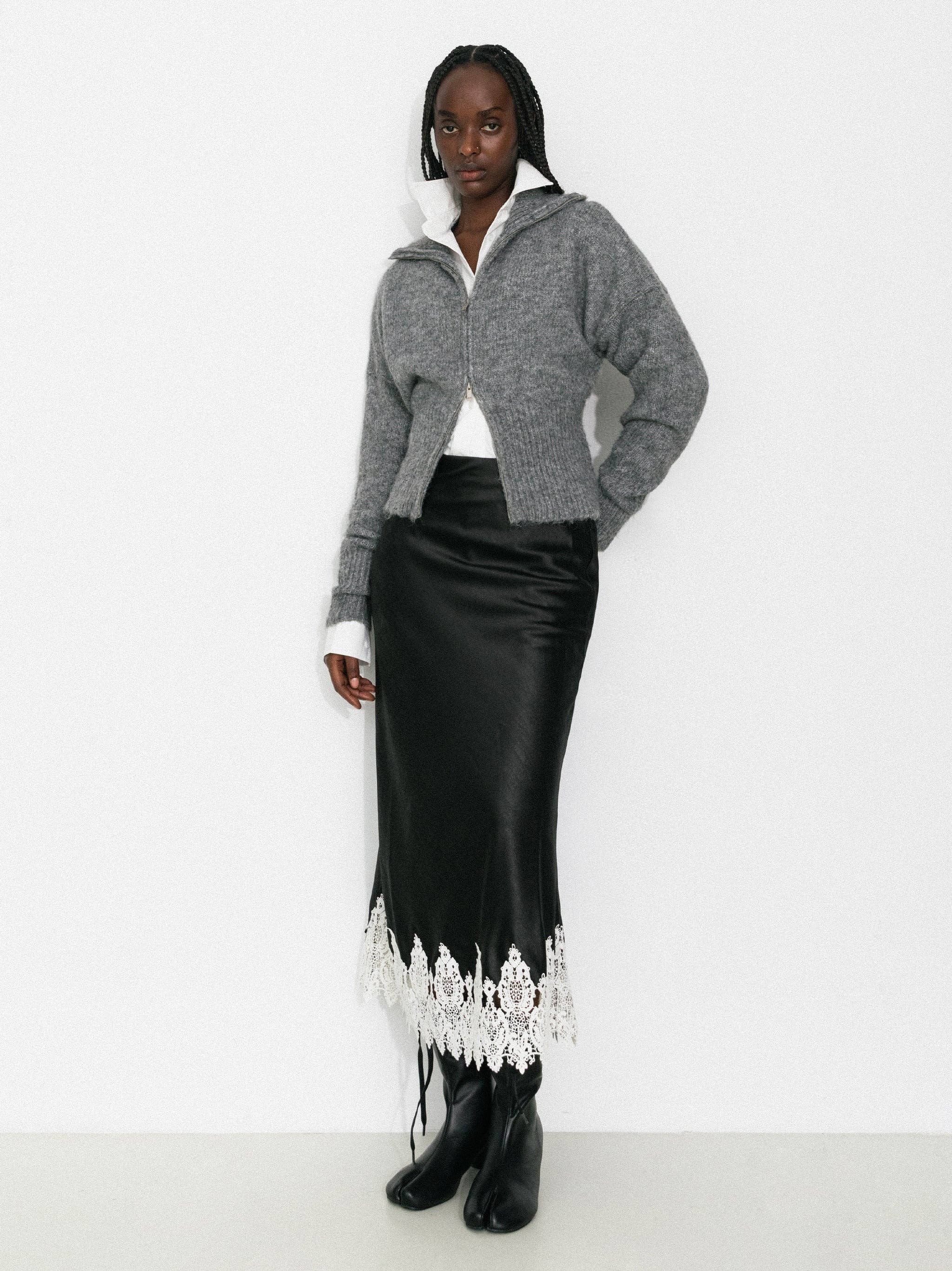 CUBIC – Engroshandel Cardigan - Dame – Retro ståkrave lynlås-cardigan14