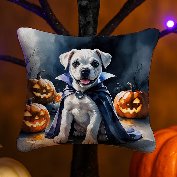 White Boxer Puppy Halloween Hanging Pillow Ornament DAC8407 for wholesale by Caroline's Treasures
