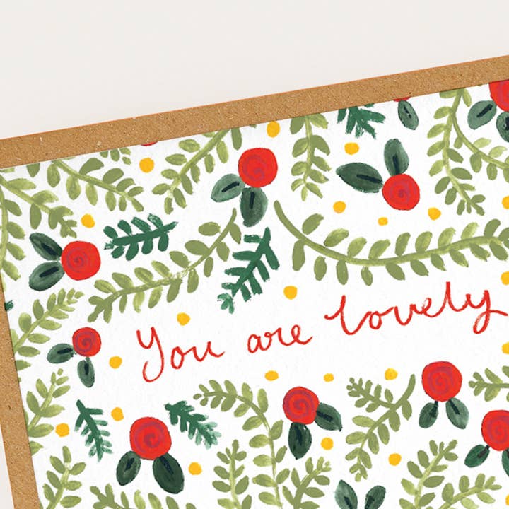 Jade Fisher - Wholesale Friendship Card - 'You Are Lovely' Floral Lettered Friendship Card