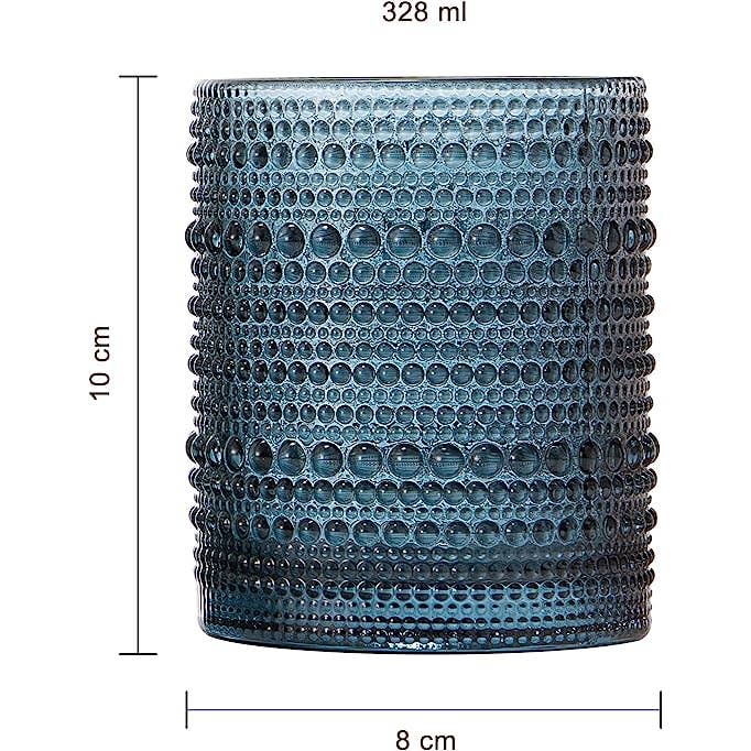 The Wine Savant / Khen Glassware - Wholesale Cocktail/Liquor Glass - Hobnail Colored Beaded Tumbler Drinking Glasses Set of 65