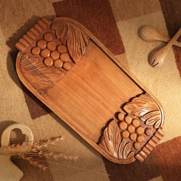 ExpoBazaar – Engroshandel Serveringsbakke – Serveringsbakke i træ | Mangotræsplade | 29,5x14x1,5"0