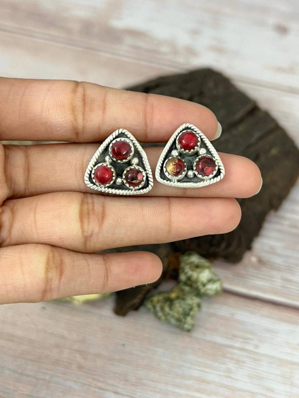 Nizhonitradersllc – wholesale Stud/post earrings – Handmade Sterling Silver Dahlia Rose Post Studs with Signed Nizhoni (9)1