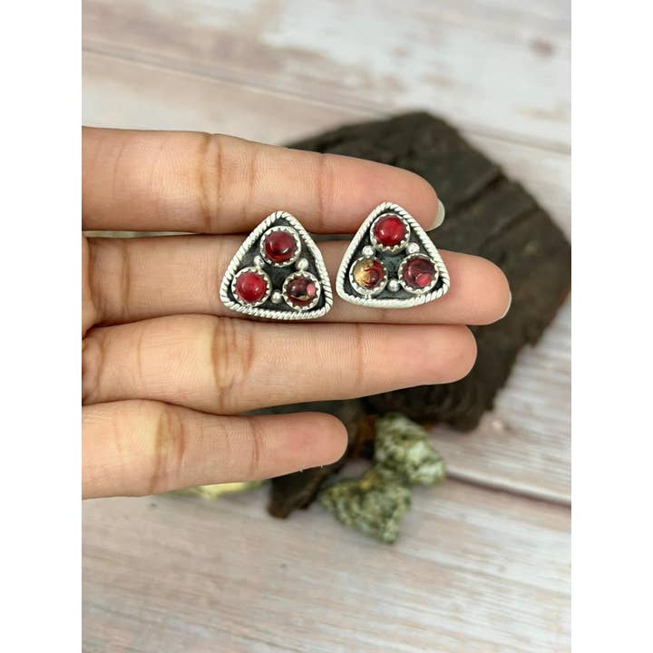 Nizhonitradersllc - Wholesale Stud/Post Earrings - Handmade Sterling Silver Dahlia Rose Post Studs with Signed Nizhoni (9)1