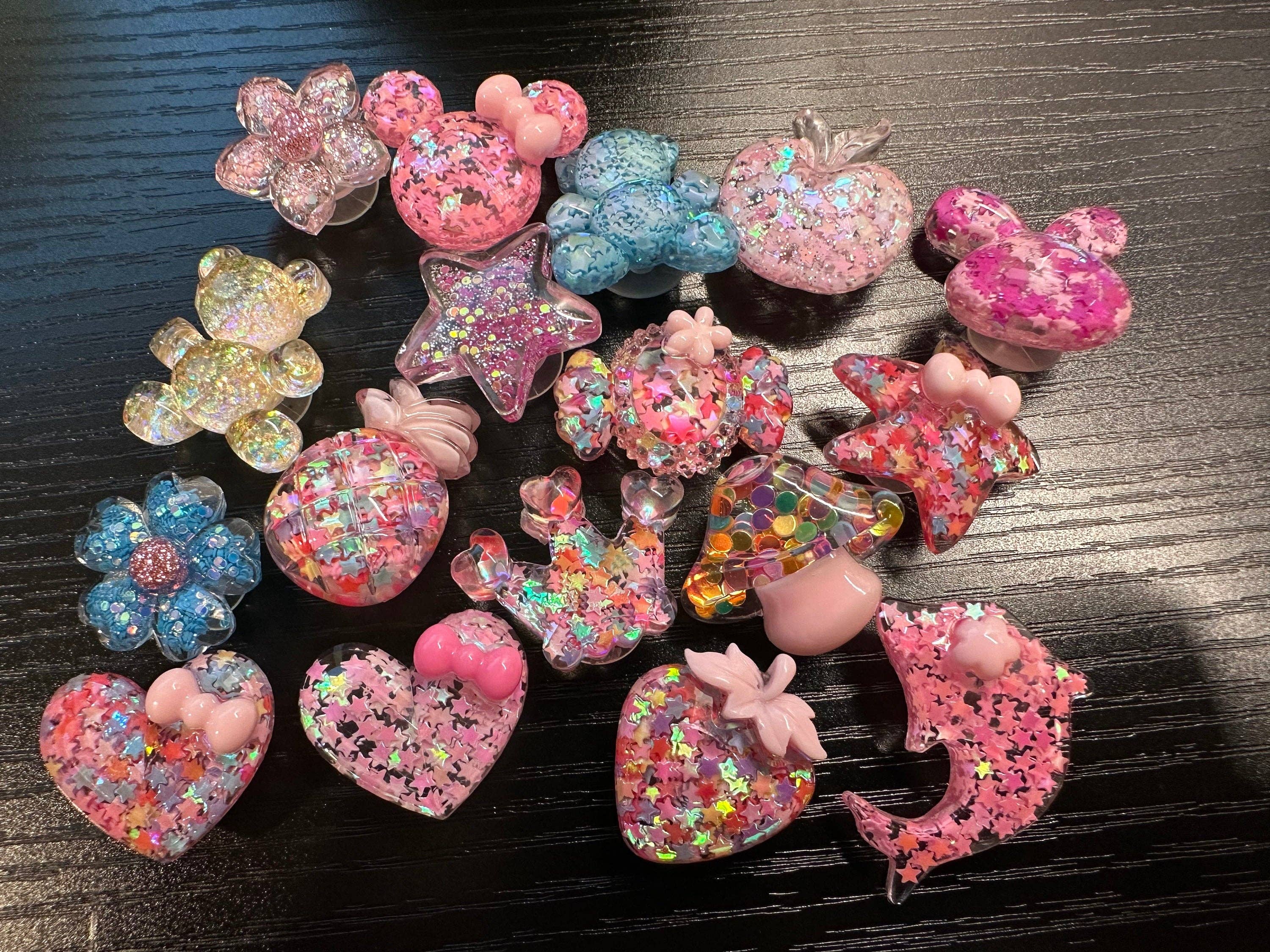 JuliesDecal - Wholesale Shoe Accessories - Bling Bling sequin star Aurora Glitter Resin charms for DIY Unique Special Croc Shoes  Best Quality JuliesDecalDesign5