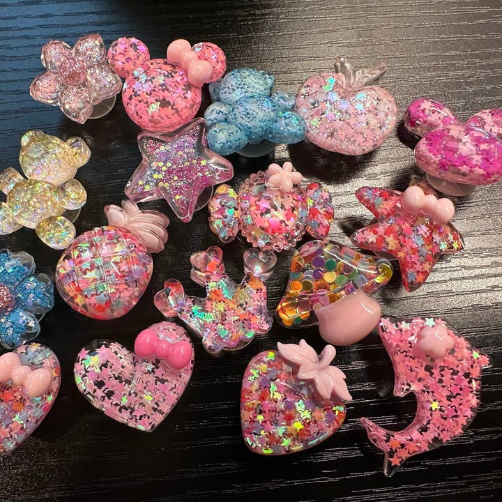 JuliesDecal - Wholesale Shoe Accessories - Bling Bling sequin star Aurora Glitter Resin charms for DIY Unique Special Croc Shoes Best Quality JuliesDecalDesign5