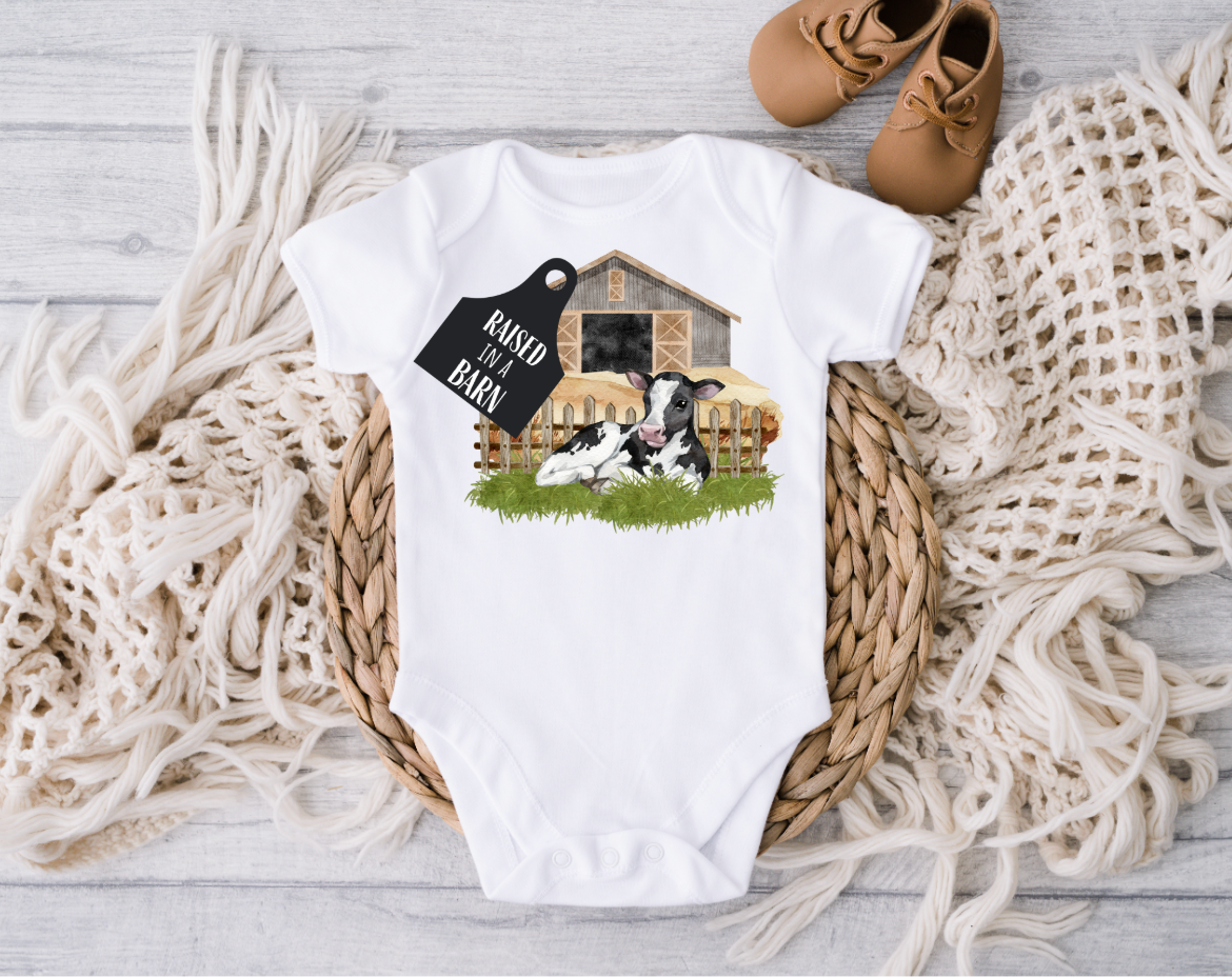 AvaryMaeInspirations - Wholesale Bodysuit (Non-Footed) - Baby - Raised in a Barn Farmer Natural Unisex Baby Onesie  1
